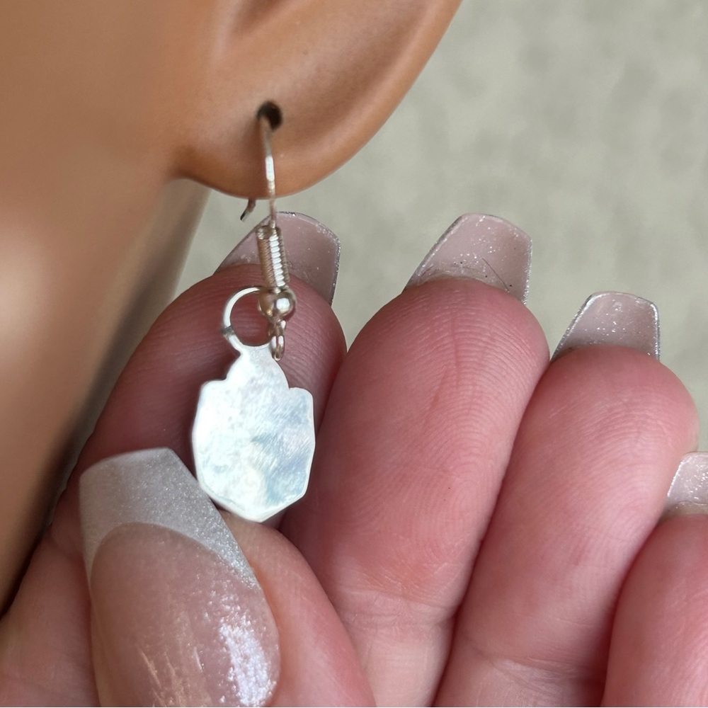 Zuni 925 Sterling Silver Turquoise Dangle Earrings - Picture 4 of 6